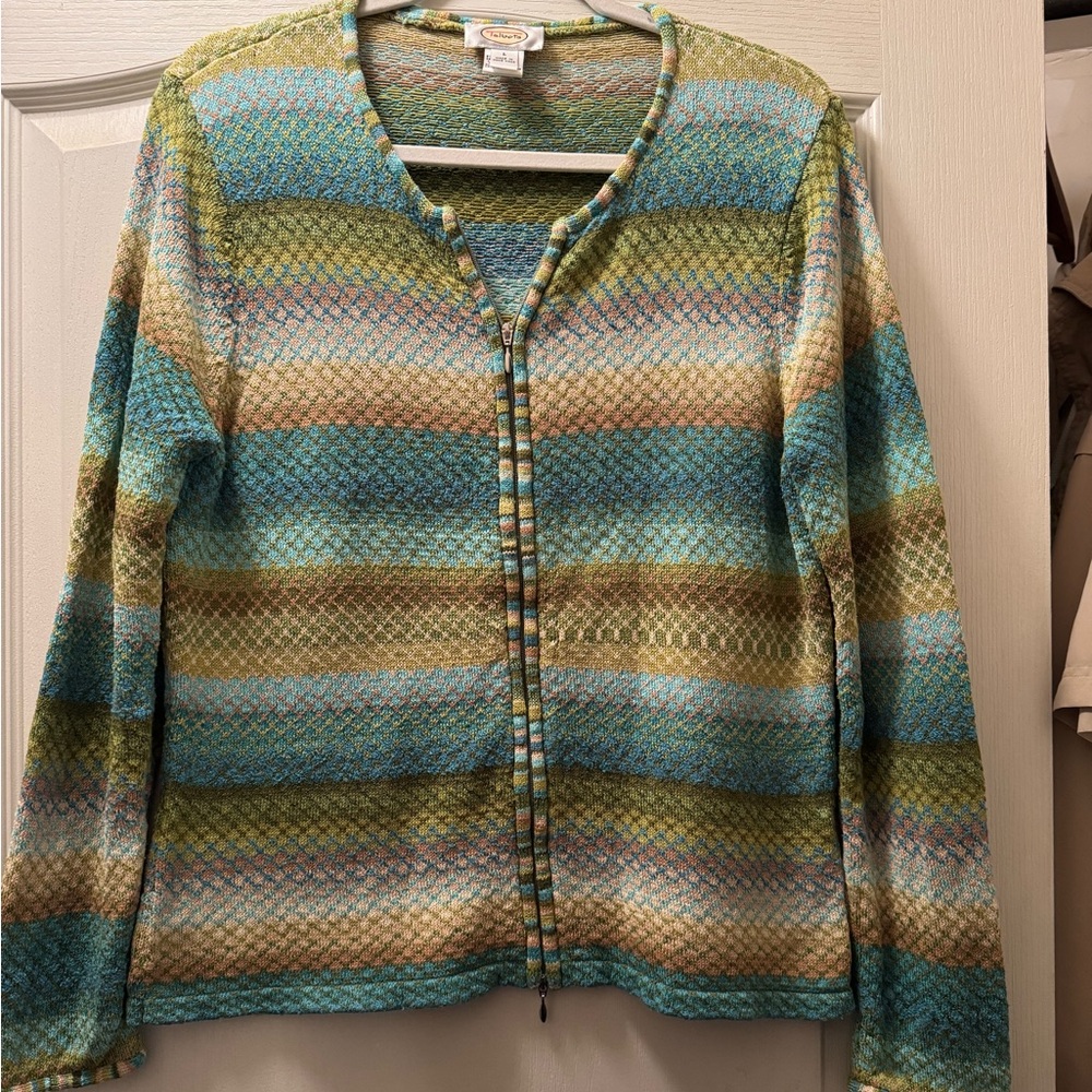 Talbots Zipper Front Cardigan Size Large